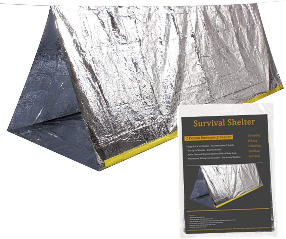 Ninth C 2-Person Emergency Tube Tent,8’ X 5’ Waterproof Mylar Thermal Survival Shelter Tent for Hiking Camping