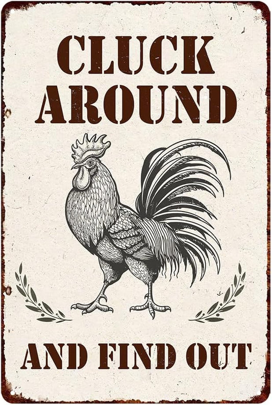 Chicken Coop Signs Outdoor Farmhouse Wall Decor Kitchen Decor And Accessories Funny Home Decor Rustic Farm Decorations For Home Metal Tin Signs Vintage Cluck Around And Find Out Sign 8 X 12 Inch
