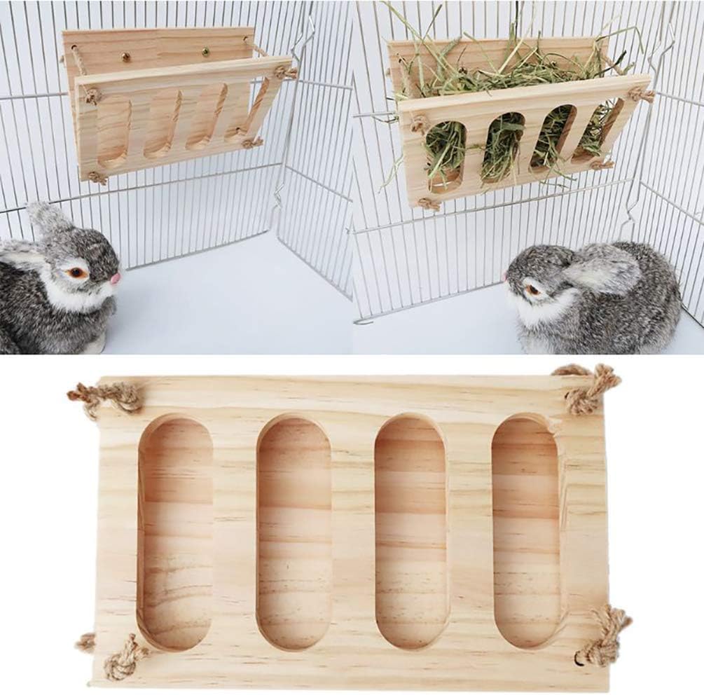 Tfwadmx Bunny Hay Feeder Rabbit Food Dispenser Small Animal Hay Feeder Chinchilla Hay Rack Wooden Hay Manger Rack Holder Minimizing Waste for Guinea Pig Chinchilla Hamster