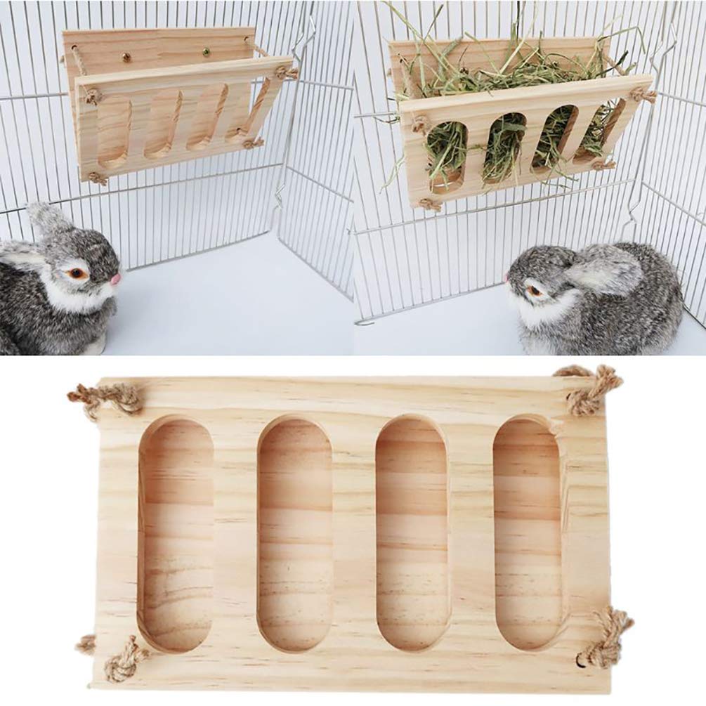 Tfwadmx Bunny Hay Feeder Rabbit Food Dispenser Small Animal Hay Feeder Chinchilla Hay Rack Wooden Hay Manger Rack Holder Minimizing Waste for Guinea Pig Chinchilla Hamster