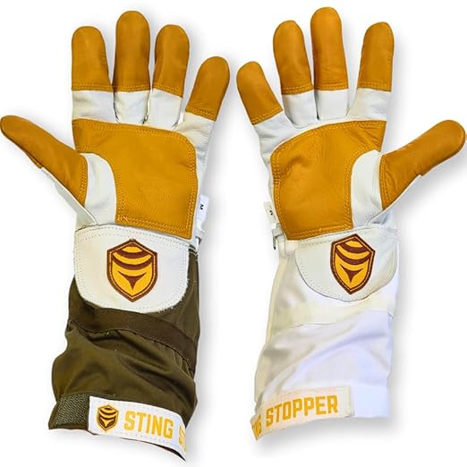 Sting Stopper Heavy Duty Beekeeping Gloves Men Women, Goat Skin Bee Gloves with Short Canvas Cuffs, Sting Proof Bee Keeping Gear | Beekeeper White, 3X-Large