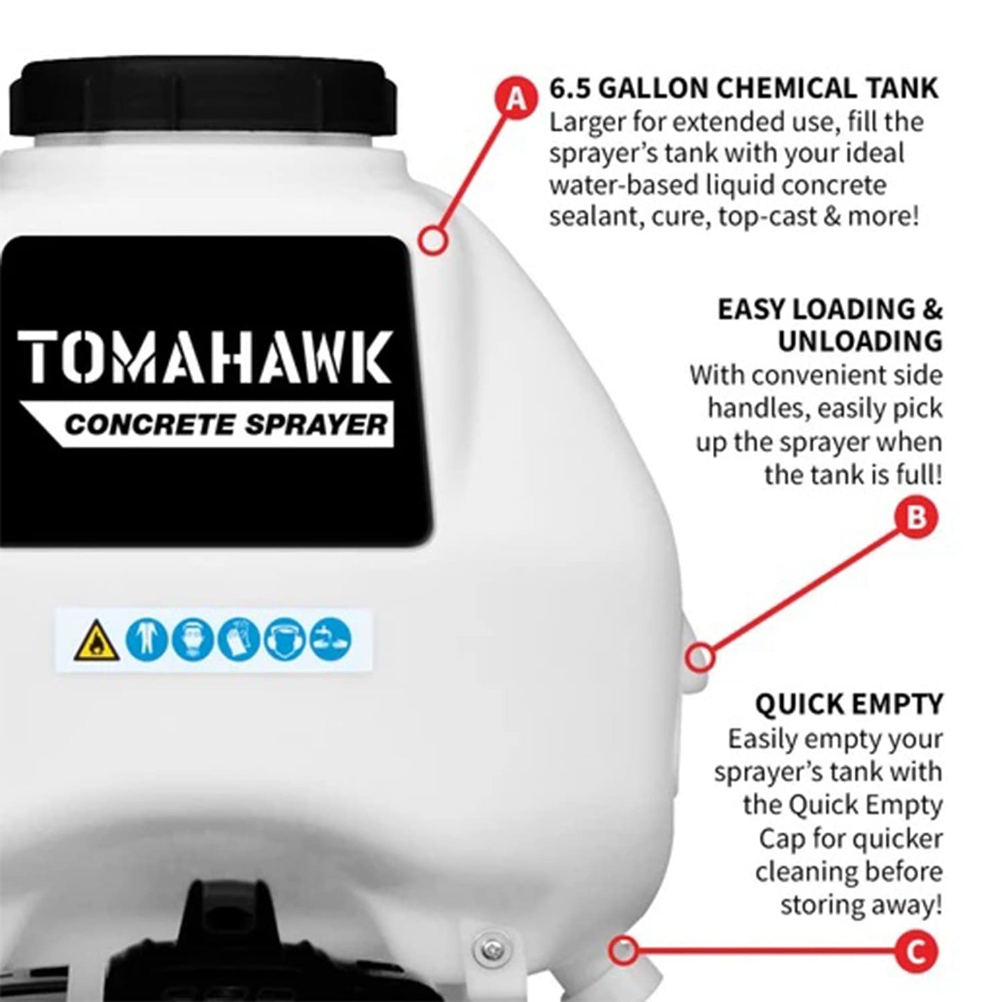 Tomahawk 6.5 Gal Motorized Backpack Concrete Sprayer with Wand and .5 GPM Fan Nozzle Included