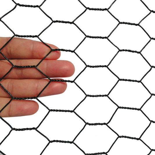 PVC Hexagonal Poultry Netting Chicken Wire 48 inches x 50 feet x 1 inch Mesh 20GA Black
