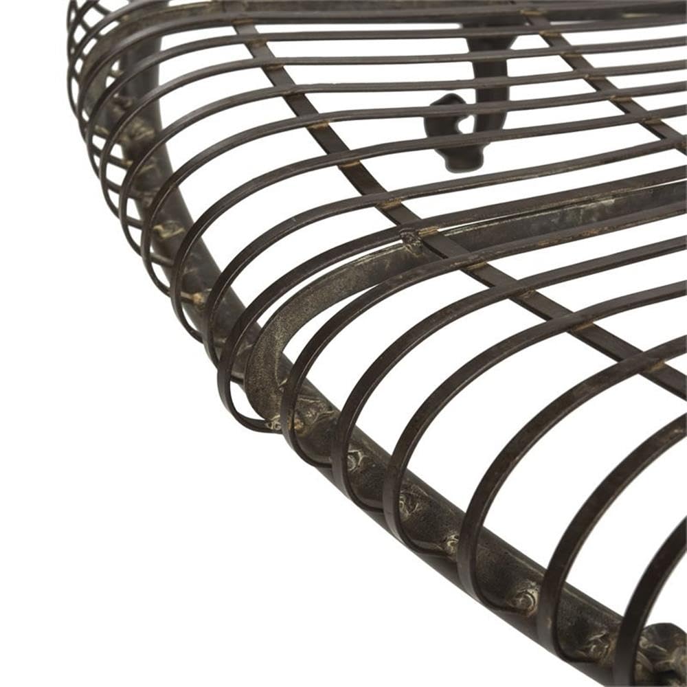 SAFAVIEH PAT5019A Collection Abia Antique White Wrought Iron 50" Outdoor Tree Bench