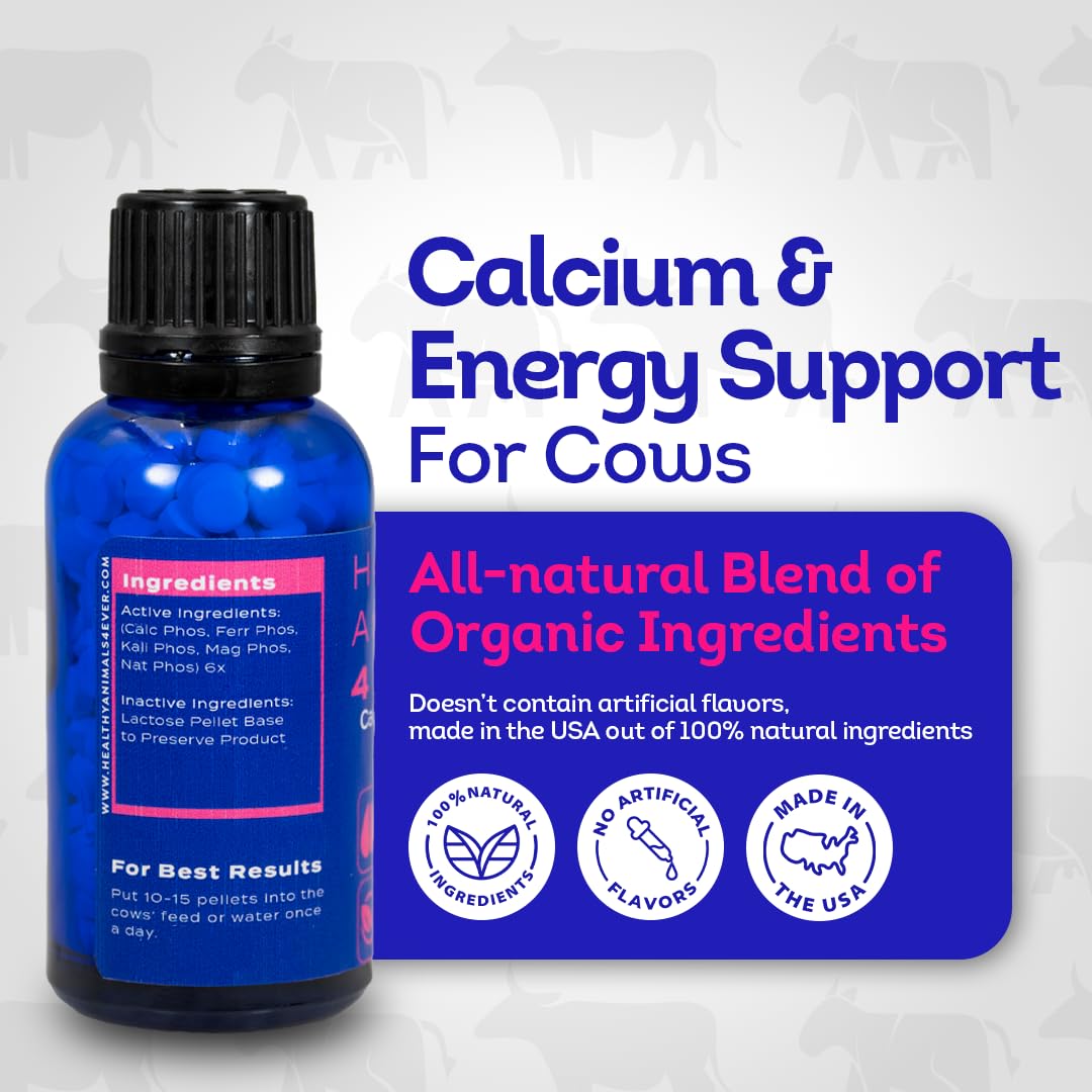 HA4E - Cow Milk Fever Support - Boosts Calcium & Energy Levels and Promotes Vitality & Alertness - All-Natural, Homeopathic Formula - 300+ Tablets