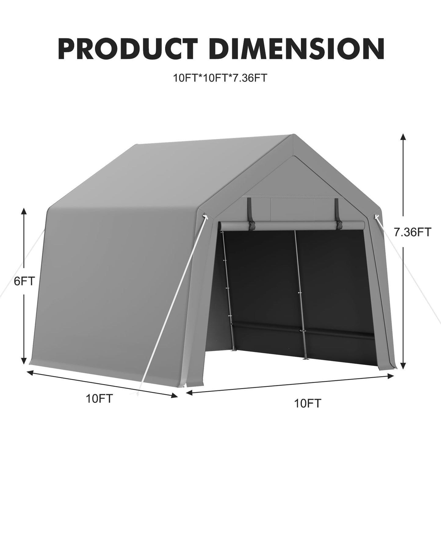 VerisShade 10 x 10 ft Carport Storage Shed, Shelter Logic with 2 Roll-up Zipper Door, Heavy Duty Waterproof Tarp, Storage Tent for ATV, Motorcycle, Bike, Garden Tools, Firewood