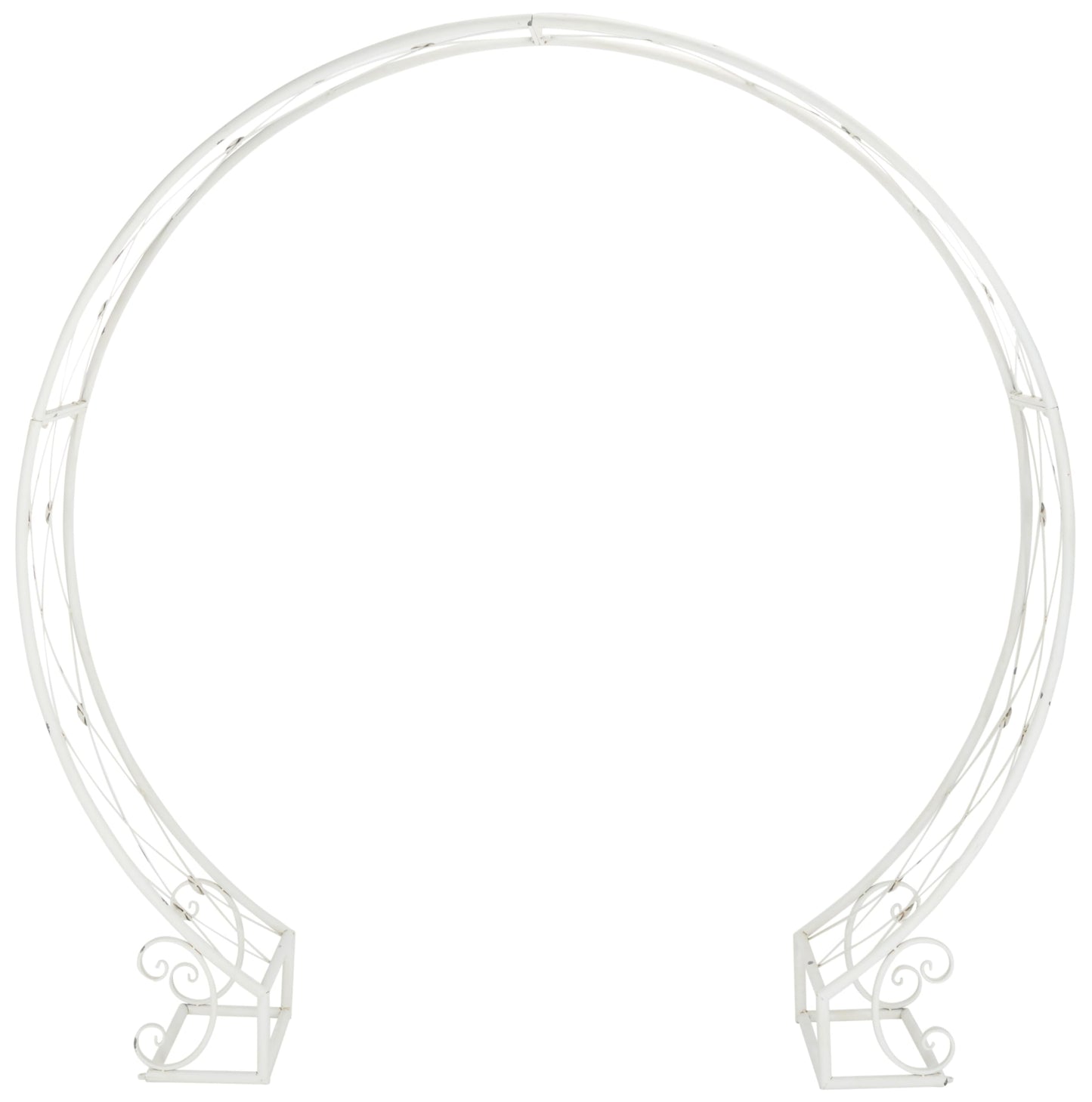 SAFAVIEH Outdoor Collection Mizell Antique White Lattice Wrought Iron Moon Gateway Arbor