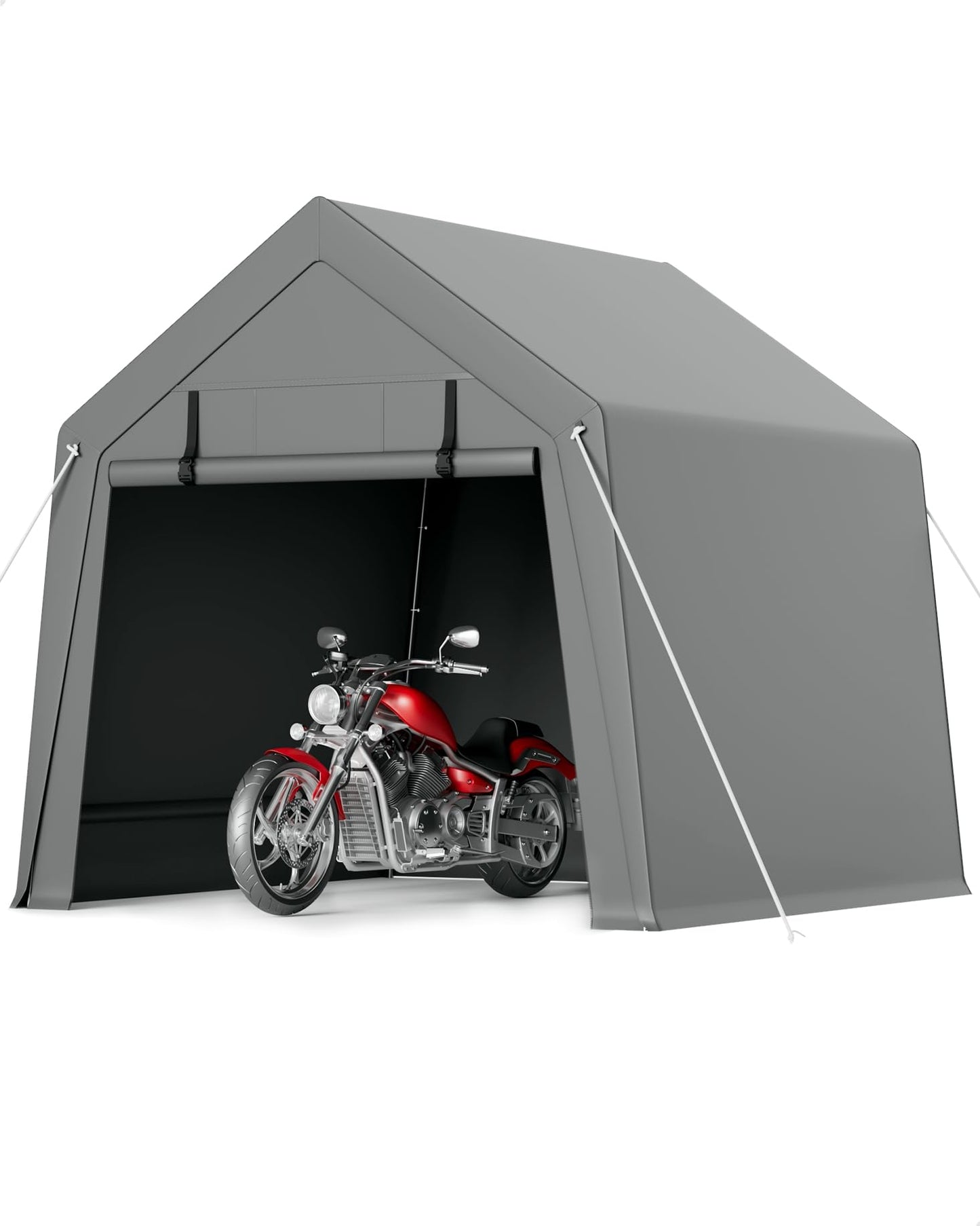 VerisShade 6 x 6 ft Carport Storage Shed, Shelter Logic with 2 Roll-up Zipper Door, Heavy Duty Waterproof Tarp, Storage Tent for Motorcycle, Bike, Garden Tools, Firewood