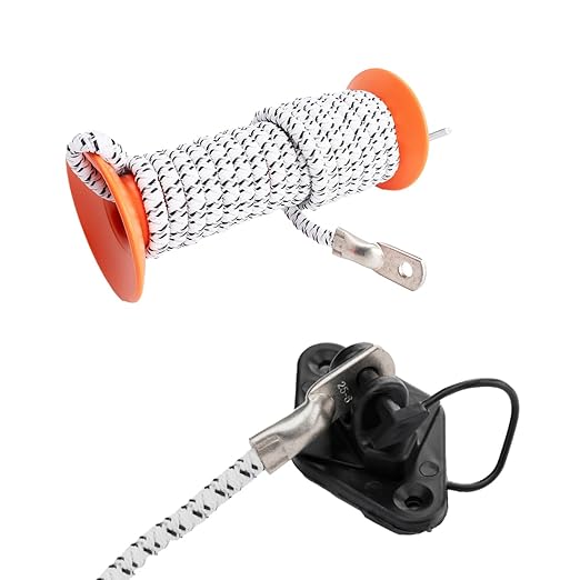 Electric Fence Bungy Gate Kit, Electric Fence Handles with Elasticized Rope for Livestock, Insulators Temporary System, Easy Installation