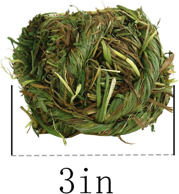 PINVNBY 6 Pack Rabbit Chew Grass Balls,Natural Timothy Woven Bunny Hay Ball Teeth Grinding Activity Play for Hamster Chinchillas Gerbils Guinea Pigs and Other Small Animal