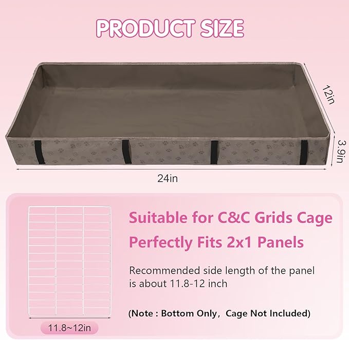 Waterproof Guinea Pig Cage Liner,Washable Tarp Bottom Base,Cage Liners for Small Animals,Hamster Chinchilla Hedgehog Ferret Rabbit. (Tan Brown-Paw, 12" X 24")