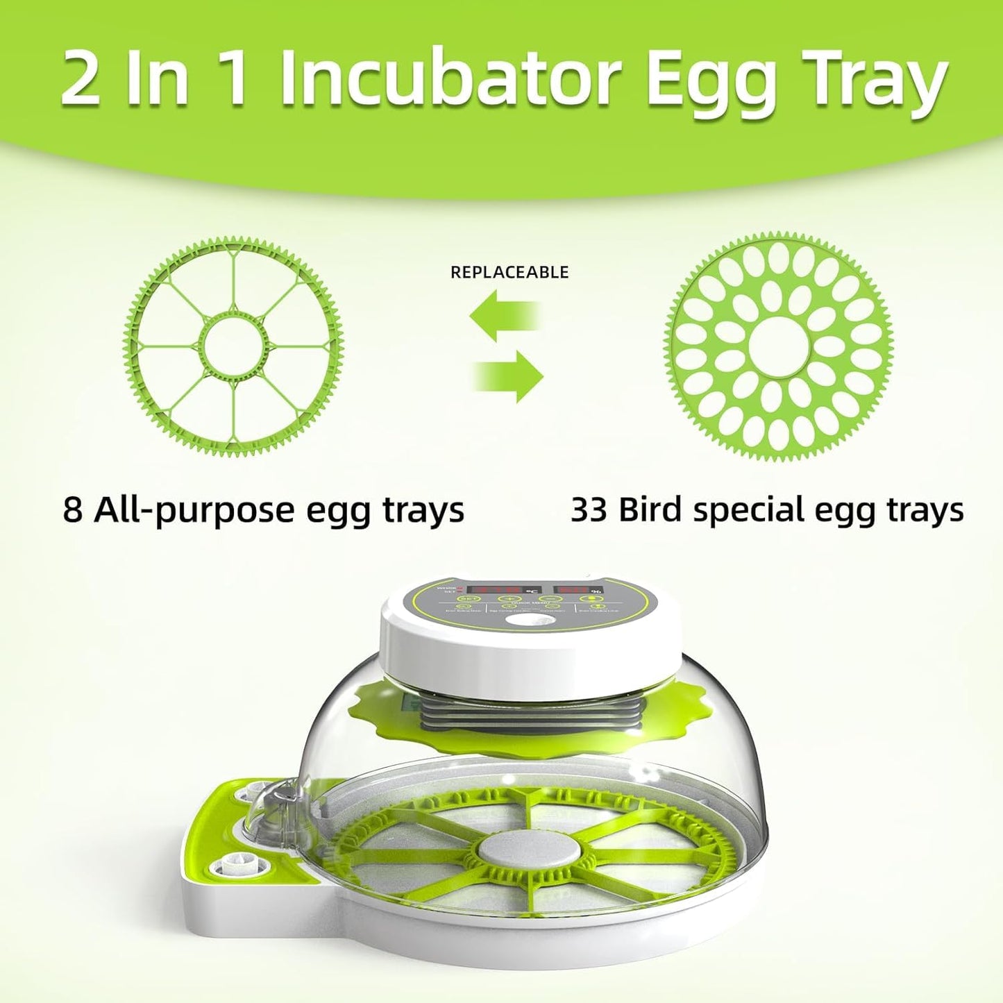HOWUXZO Incubators for Hatching Eggs, 8 Egg Incubator with Automatic Egg Turning, Temperature and Humidity Display, Egg Candler, Chicken, Quail, Duck, Goose, Incubator for Home & Farm