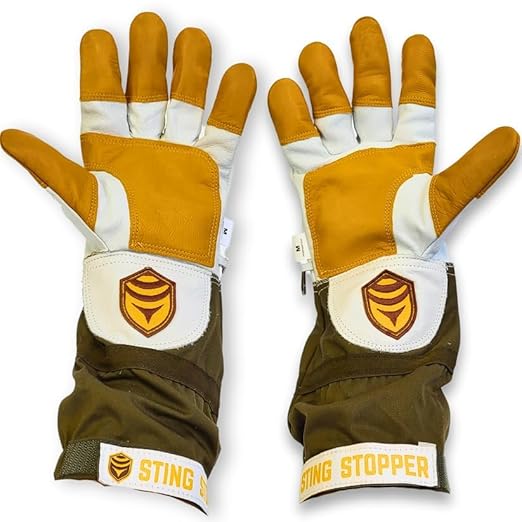 Sting Stopper Heavy Duty Beekeeping Gloves Men Women, Goat Skin Bee Gloves with Short Canvas Cuffs, Sting Proof Bee Keeping Gear | Olive Green, 2X-Large