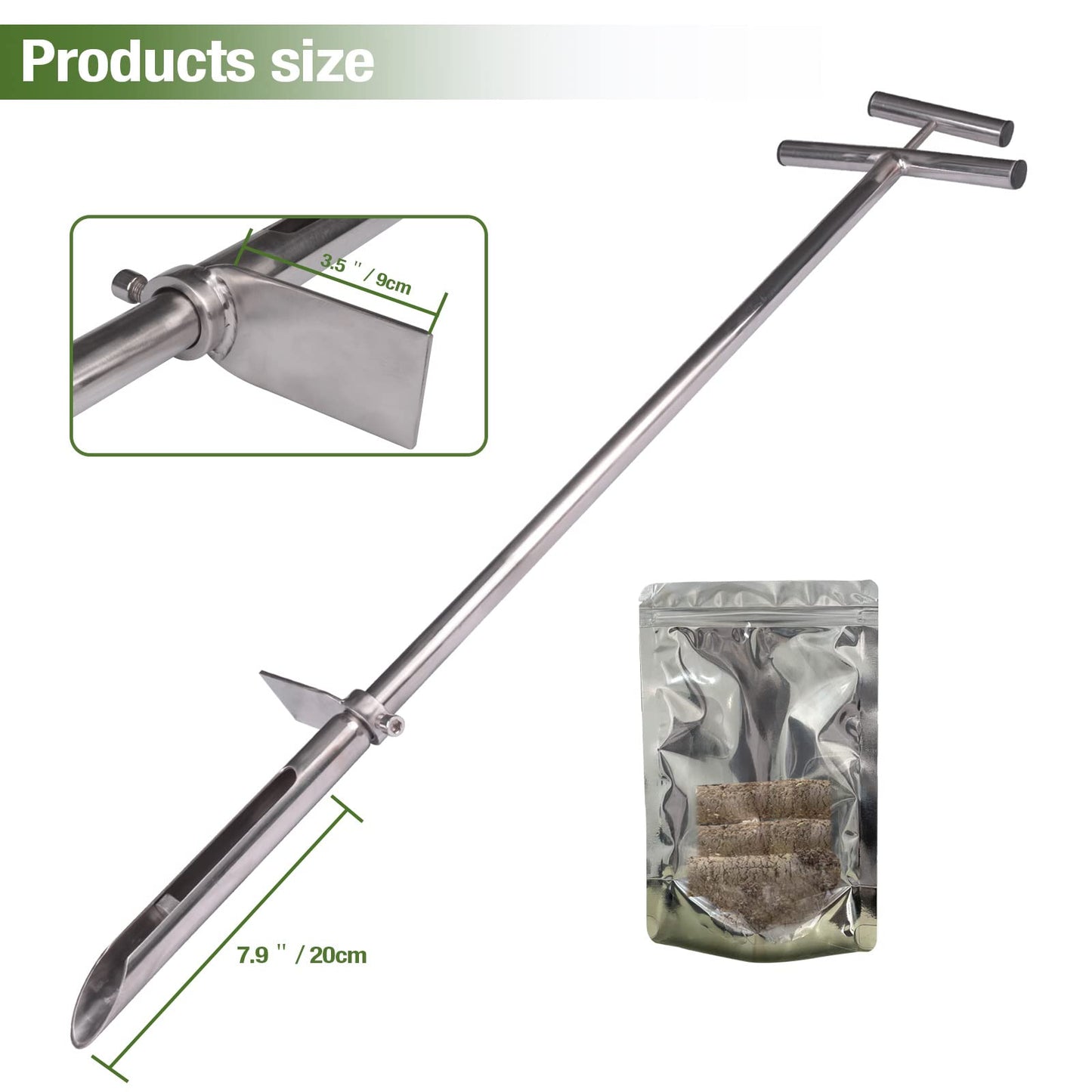 40 Inches Professional Stainless Steel Soil Sampler Probe with Ejector Foot Pedal Reusable Sample Bag, Soil Test Kits for Lawn Garden Farm Soil Sampling
