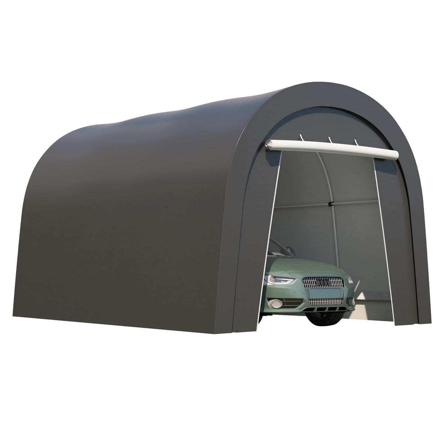 Wisteria Lane Domed Carport, Portable Garage with 2 Roll up Doors, Heavy Duty Car Canopy Party Tent, All-Season Storage Shelter Shed Carport for Motorcycle, Boat, Truck, or Garden Tools, 10' x 15'