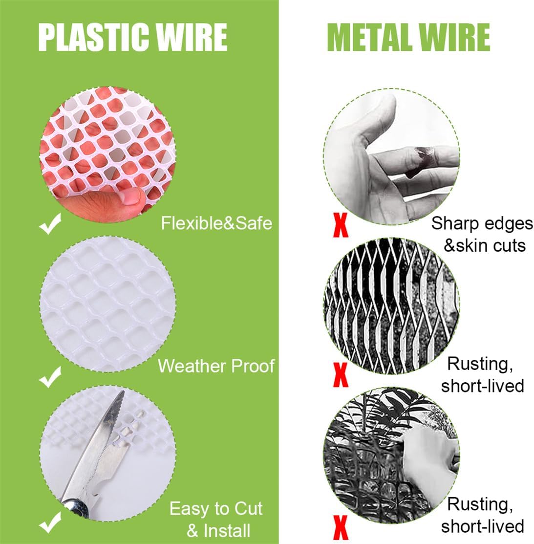 Plastic Chicken Wire Fence Mesh Poultry Fencing 11.81IN x 10FT Hexagonal Fencing Wire for Gardening, Floral Netting Chicken Wire Frame with 25Pcs Cable Ties