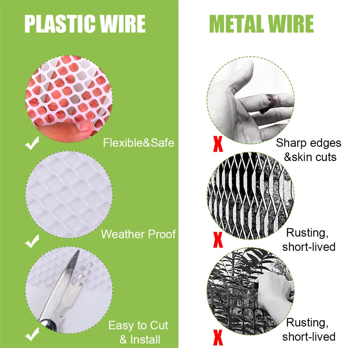 Plastic Chicken Wire Fence Mesh Poultry Fencing 11.81IN x 10FT Hexagonal Fencing Wire for Gardening, Floral Netting Chicken Wire Frame with 25Pcs Cable Ties