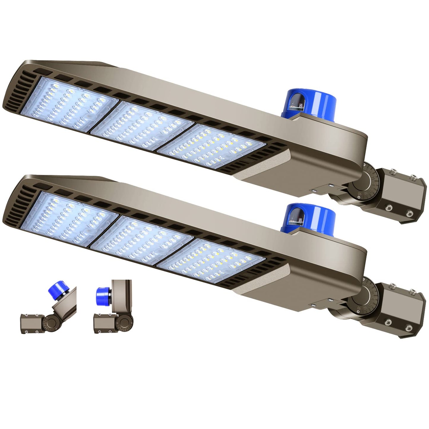 ledmo 300W LED Parking Lot Light 36000LM 5000K Adjustable Slip Fit Mount Security Lighting with Dusk-to-Dawn Photocell IP65 Waterproof LED Stadium Flood Light for Garage, Yard, Street 2 Pack