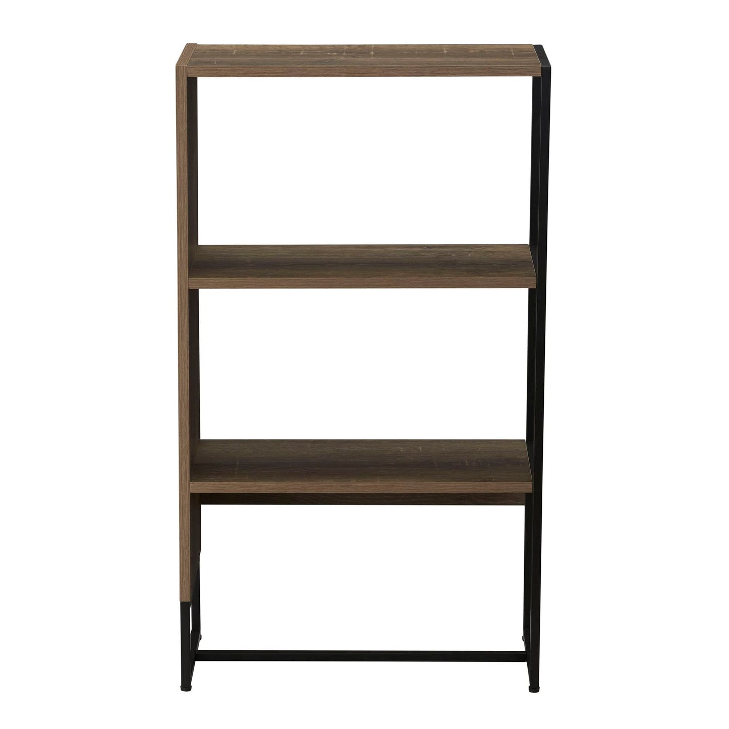 Household Essentials Wrap 3 Shelf Open Storage Bookshelf Ashwood Rustic Wood Grain and Black Metal