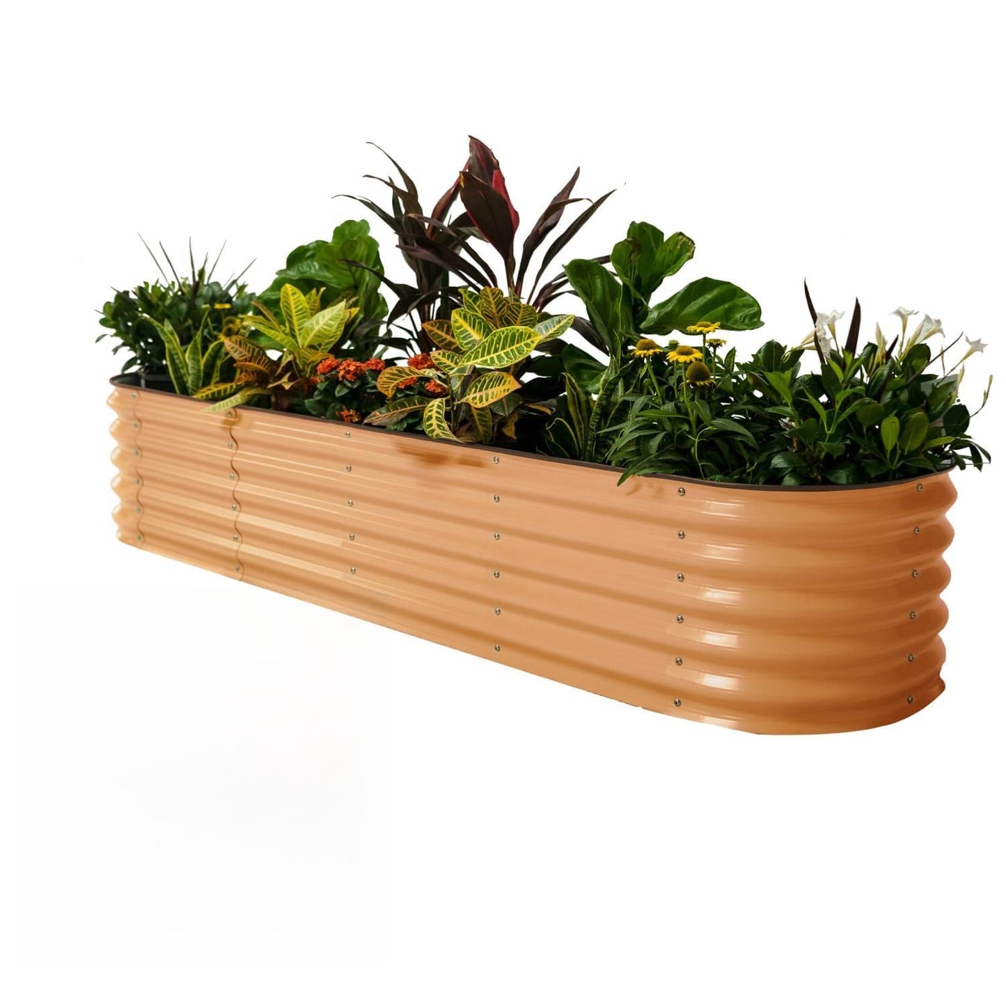 Vego garden 17" Tall 9 in 1 Raised Garden Bed Terra Cotta with 4-Pack Solar Garden Lights