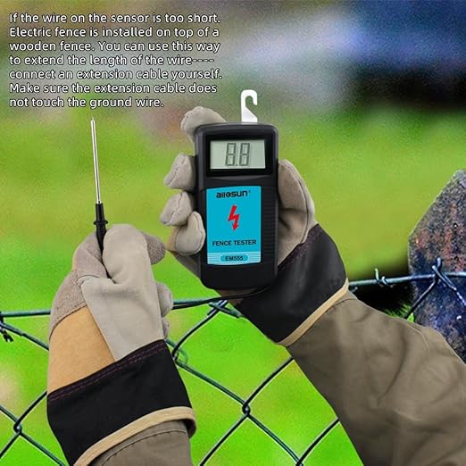 allsun Digital Electric Fence Tester Fault Voltage Meter, Auto On/Off for Pulse Detection 300V-9900V (9.9kV Display) Gardening Tool
