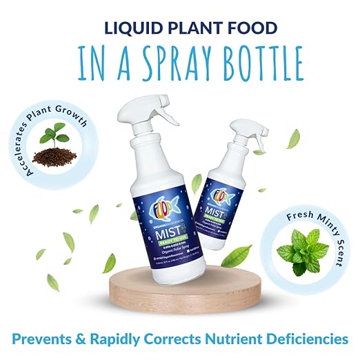 FOOP Mist - Organic Foliar Spray Made from Fish Manure (with Fresh Minty Scent) | Corrects & Prevents Plant Nutrient Deficiencies | Ready to Use, No Mixing Required (32oz, 2 Pack)