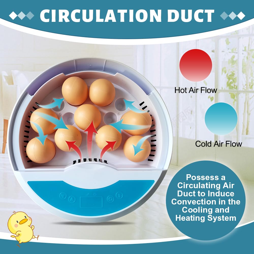 HOWOOIUA 9 Egg Incubator for Hatching Eggs – Automatic Temperature Control, LED Candler, High Hatch Rate – Ideal for Chicken, Quail, Parrot Eggs