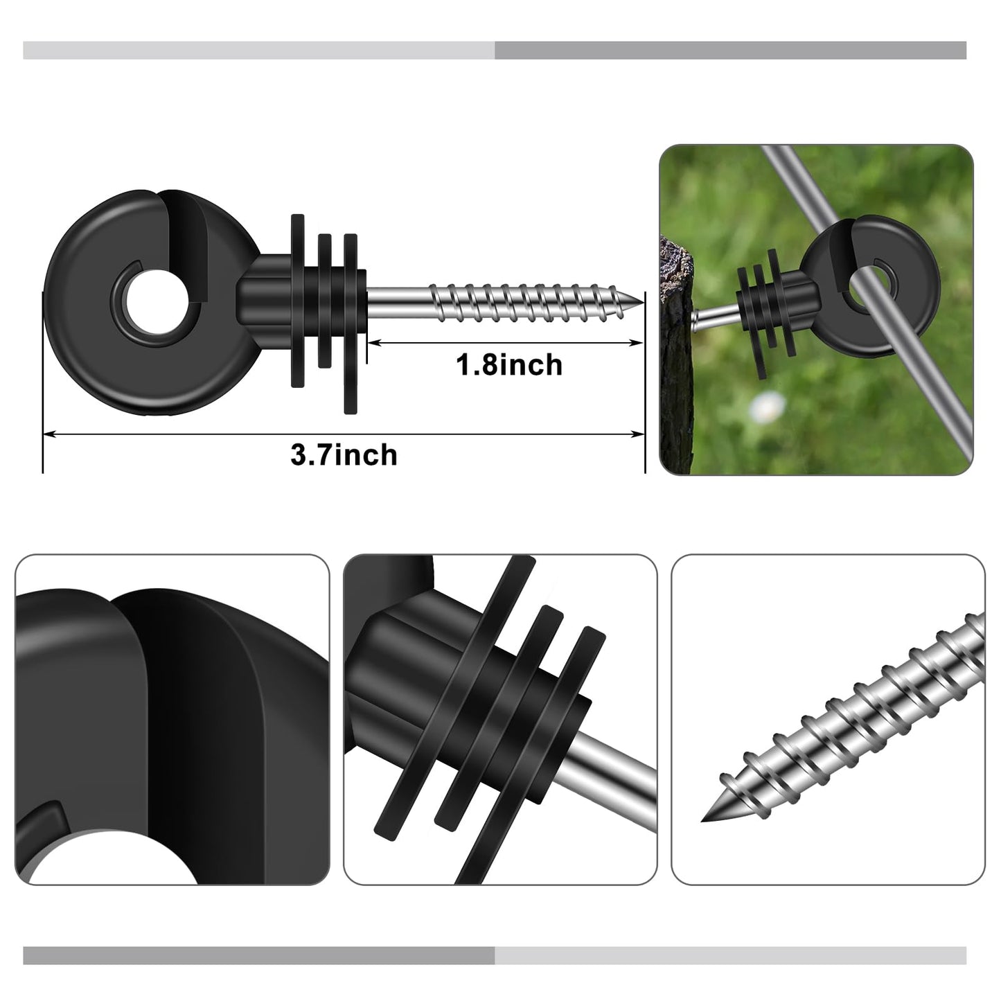 Yaocom 53 Pcs Electric Fence Set 250FT Electric Fence Wire 50 Pcs Electric Fence Insulators and 2 Pcs Electric Fence Warning Signs for Animal Husbandry Electronic