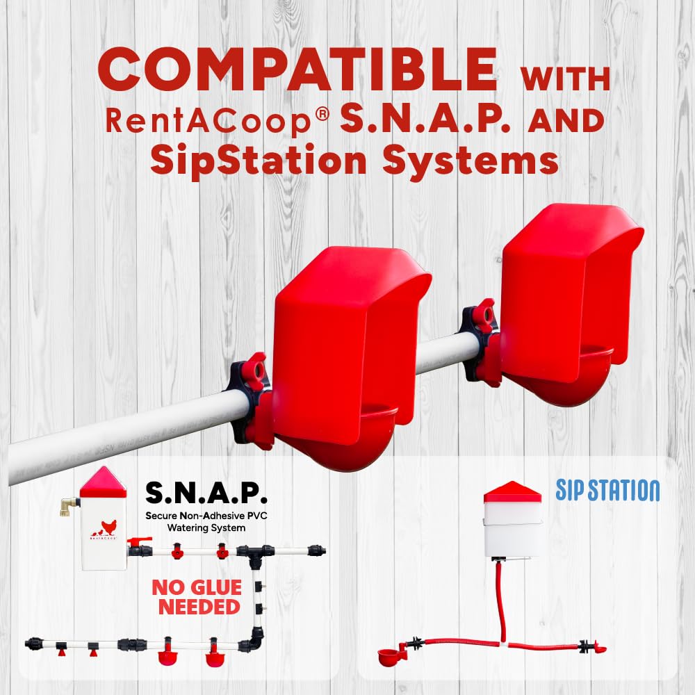 RentACoop DIY Waterer Kit - Auto-Fill Big Cups with Inserts - Great for Chickens, Ducks, Geese, and Turkeys- 6 Pack with Inserts and Anti-Dirt Cup Covers