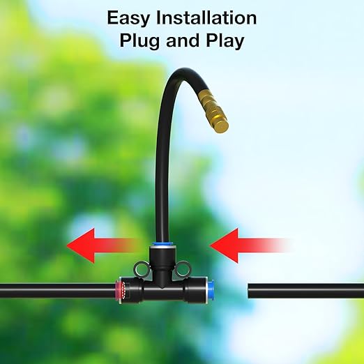 Mixc 200Ft 1/4" Drip Irrigation System,2025-Upgrade Garden Irrigation Kit with 32pcs Adjustable Copper Nozzles,Automatic Atomizing Watering System for Outdoor Plants,Raised Bed,Yard,Potted Plant,Lawn