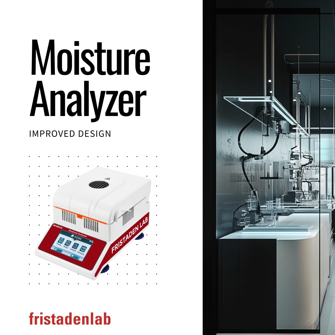 Fristaden Lab Halogen Moisture Analyzer | USA Company | 0.01% Moisture Content Readability | 100 g x 0.001 g Balance + Halogen Lamp