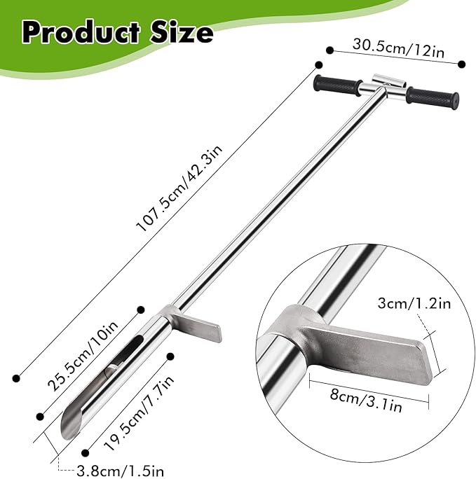 YJINGRUI Soil Probe 40 Inch, Soil Sampler Probe 304 Stainless Steel with Ejector and Foot Pedal, Soil Test Kits for Lawn Garden Farm Soil Sampling