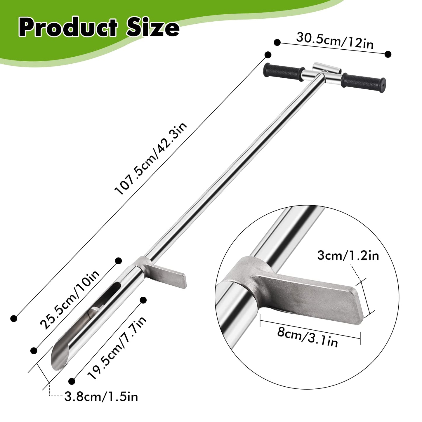 YJINGRUI Soil Probe 40 Inch, Soil Sampler Probe 304 Stainless Steel with Ejector and Foot Pedal, Soil Test Kits for Lawn Garden Farm Soil Sampling