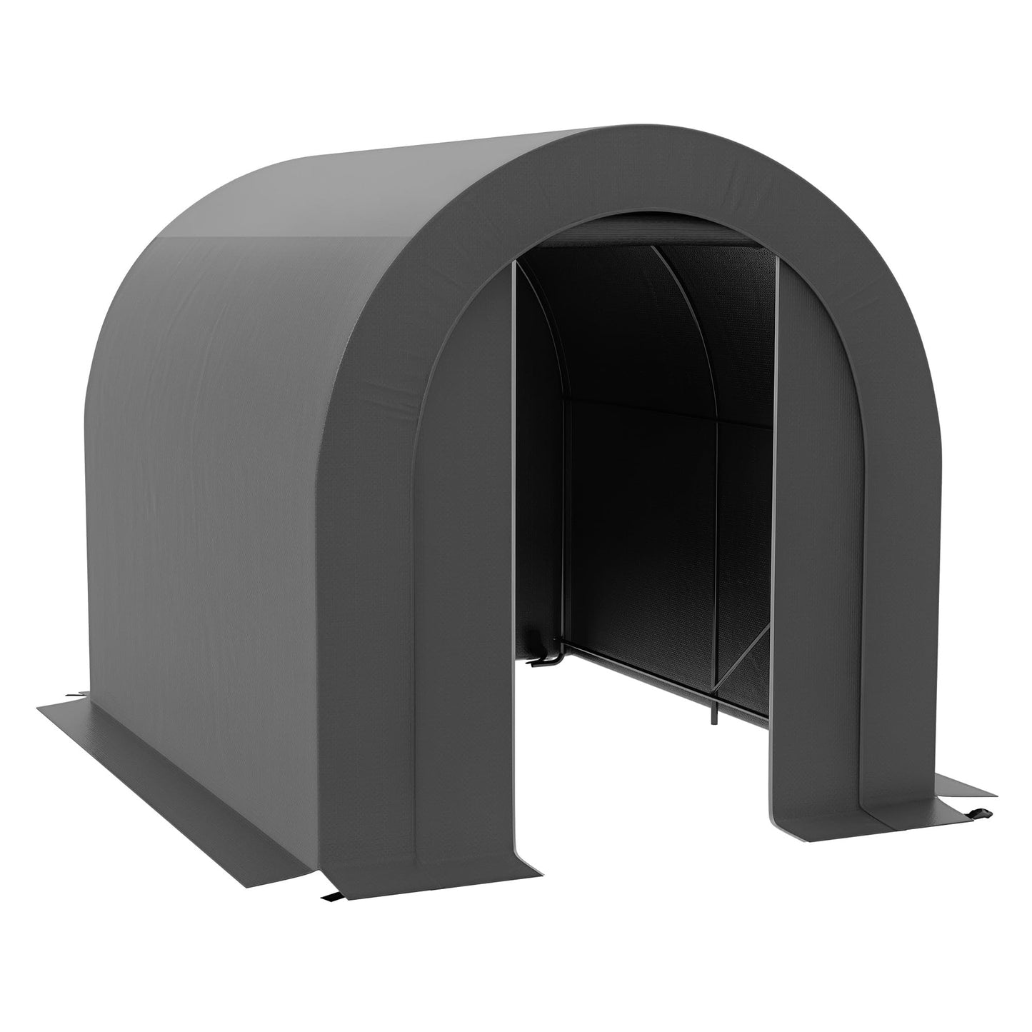 Outsunny 6' x 8' Garden Storage Tent with Galvanized Metal Frame, Waterproof Portable Shed, Heavy Duty Outdoor Shed for Bike, Motorcycle, Garden Tools - Gray