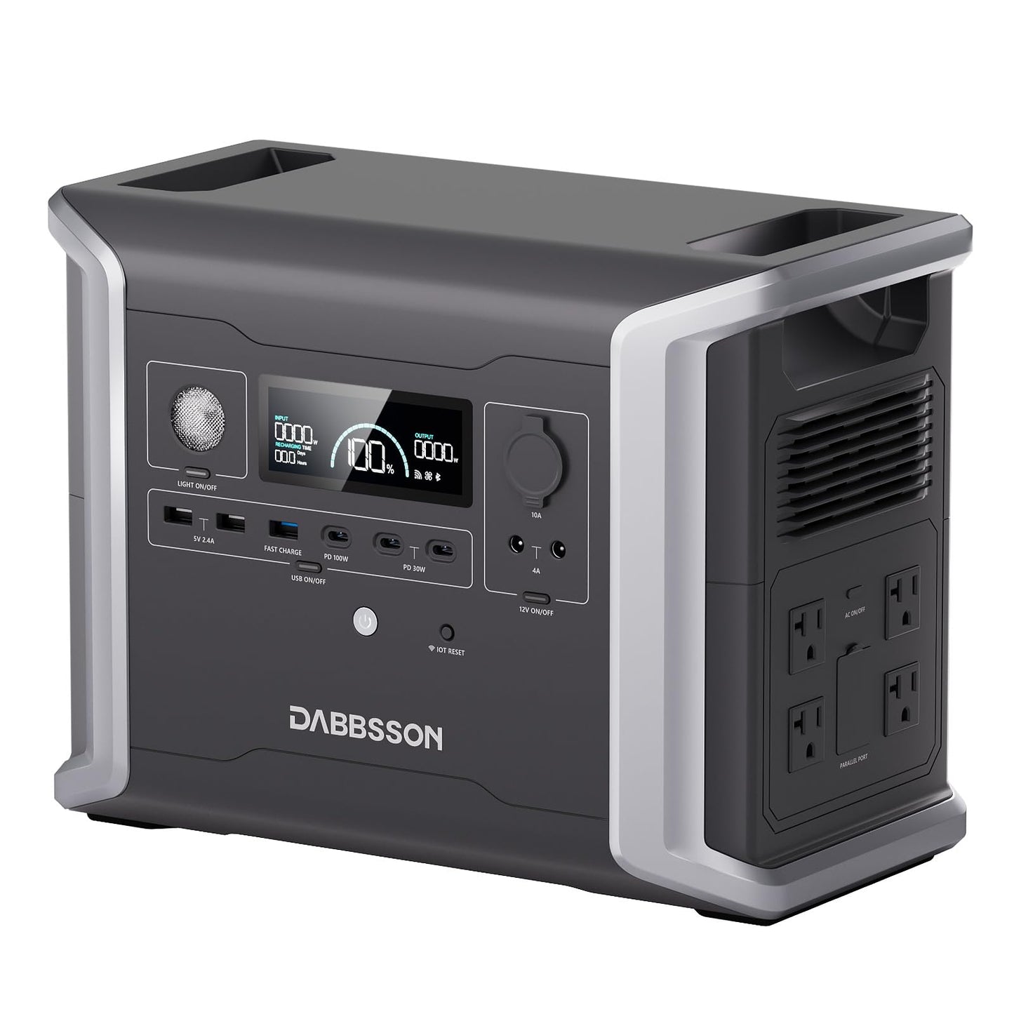 Dabbsson Portable Power Station DBS1300, 1330Wh Solar Generator with 4x1200W AC Outlets, EV Semi-Solid State LiFePO4 Battery, Solar Powered Generator for Camping, Home Backup, Emergency, RV