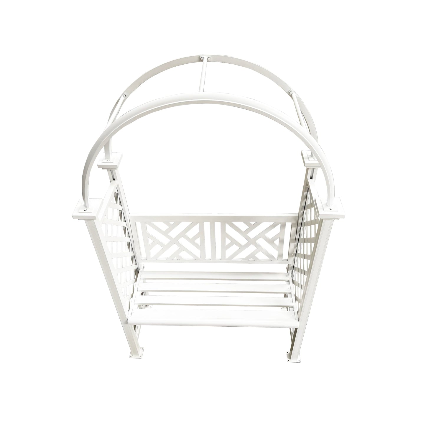 White Aluminum Garden Arbor Arch with 2-Seater Bench