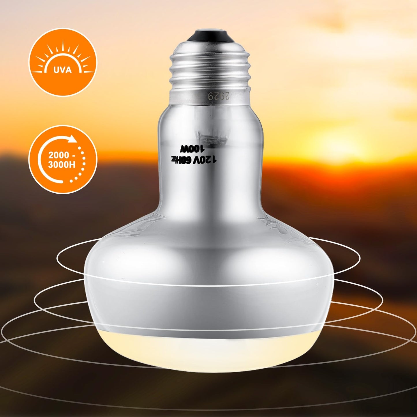DXOPHIEX 2 Pack 100W Reptile Heat Lamp Bulbs Reptile Heat Bulbs, UVA Basking Bulb and Infrared Light Bulb Combo, Basking Light for Bearded Dragon, Turtles, Snake and Lizard