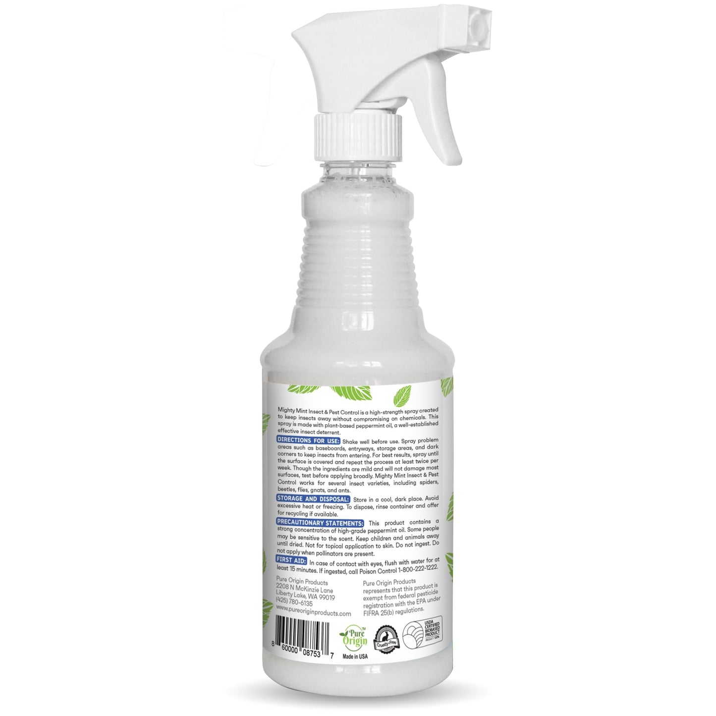 Mighty Mint Peppermint Oil Insect Repellent Spray – Natural Indoor & Outdoor Bug Control for Spiders, Ants, Roaches, and More – Plant-Based, Extra-Strong Formula - 16 oz