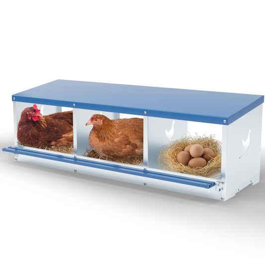 Kinchoix Chicken Nesting Box for Laying Eggs 3 Holes Metal Nest Box for Chicken Hens Ducks Poultry Protect Eggs Chicken Coop Easy Egg Collection Wall Mount Nest Box for Chicken Coop