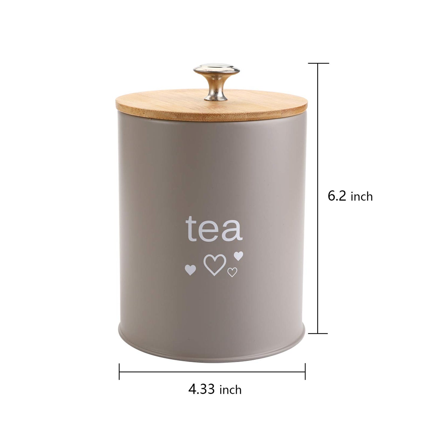Fasmov Set of 3 Kitchen Canister Set, Coffee, Sugar, and Tea Storage Container Jars with Bamboo Lids for storing Sugar, Coffee and Tea, Gray