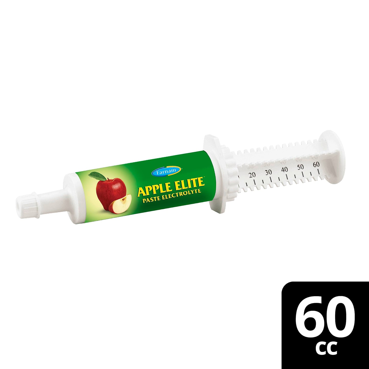 Farnam Apple Elite Electrolyte Paste Supplement for Horses, Replaces Vital Minerals, Encourages Hydration, No Added Sugar, 60 cc syringe