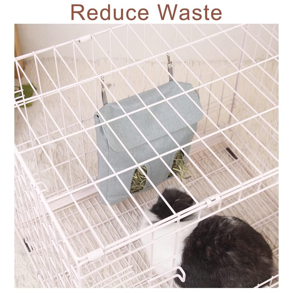 Rabbit Hay Feeder Bag, Guinea Pig Hay Feeder Storage,Sack Hay Bag Feeding Bag Storage for Chinchilla Hamsters Rabbit Guinea Pig Small Animals (M, Blue)
