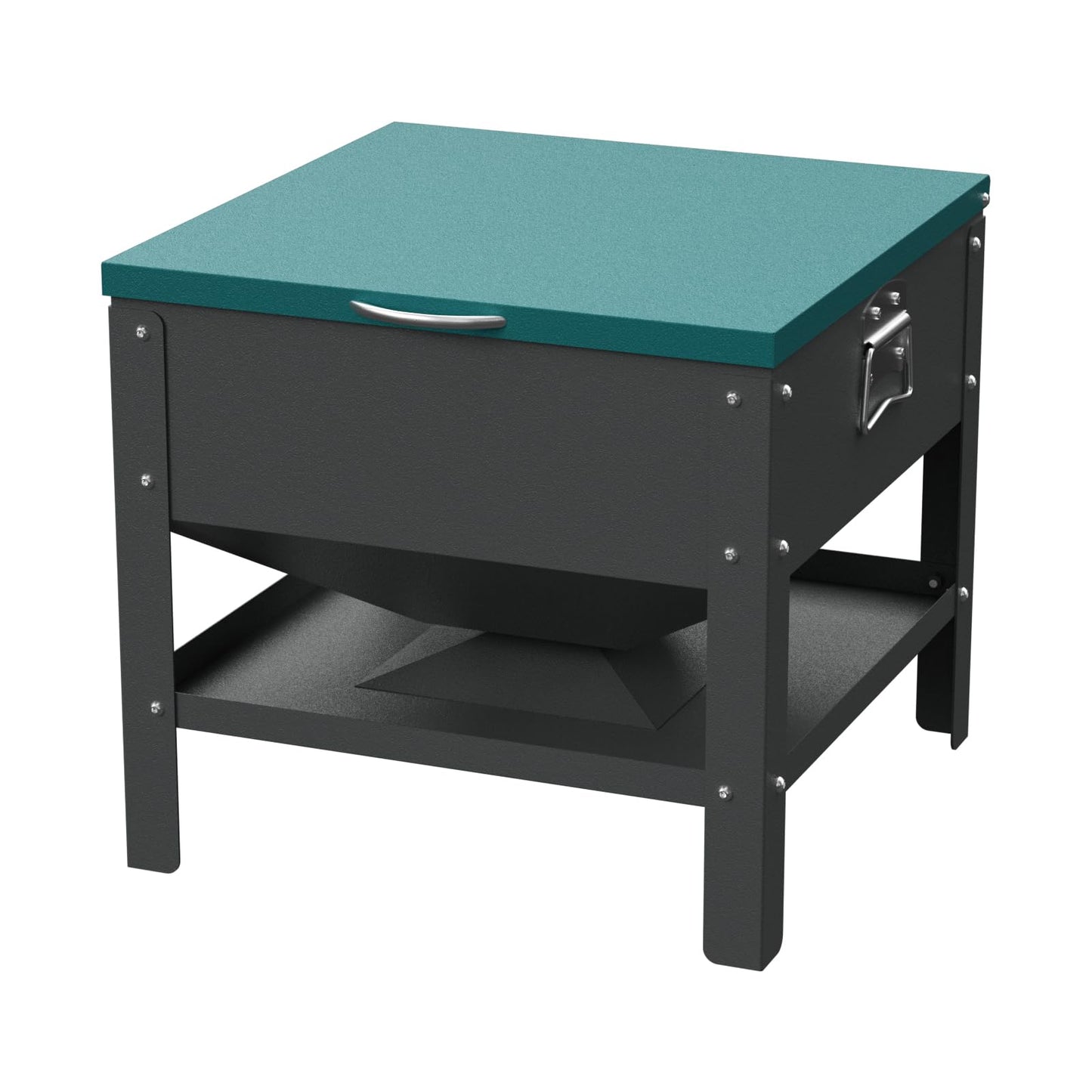 Automatic Metal Chicken Feeder,80lb Large Capacity Portable Gravity Chicken Feeder Box with Weatherproof Lid, No Waste Poultry Feeder for Geese, Ducks(Green Lid)