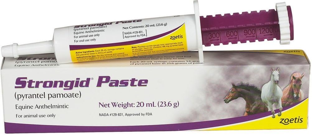 Strongid Paste Horse Dewormer, Safe for use in breeding, Pregnant and lactating mares, and Young Foals, 20-ml Syringe