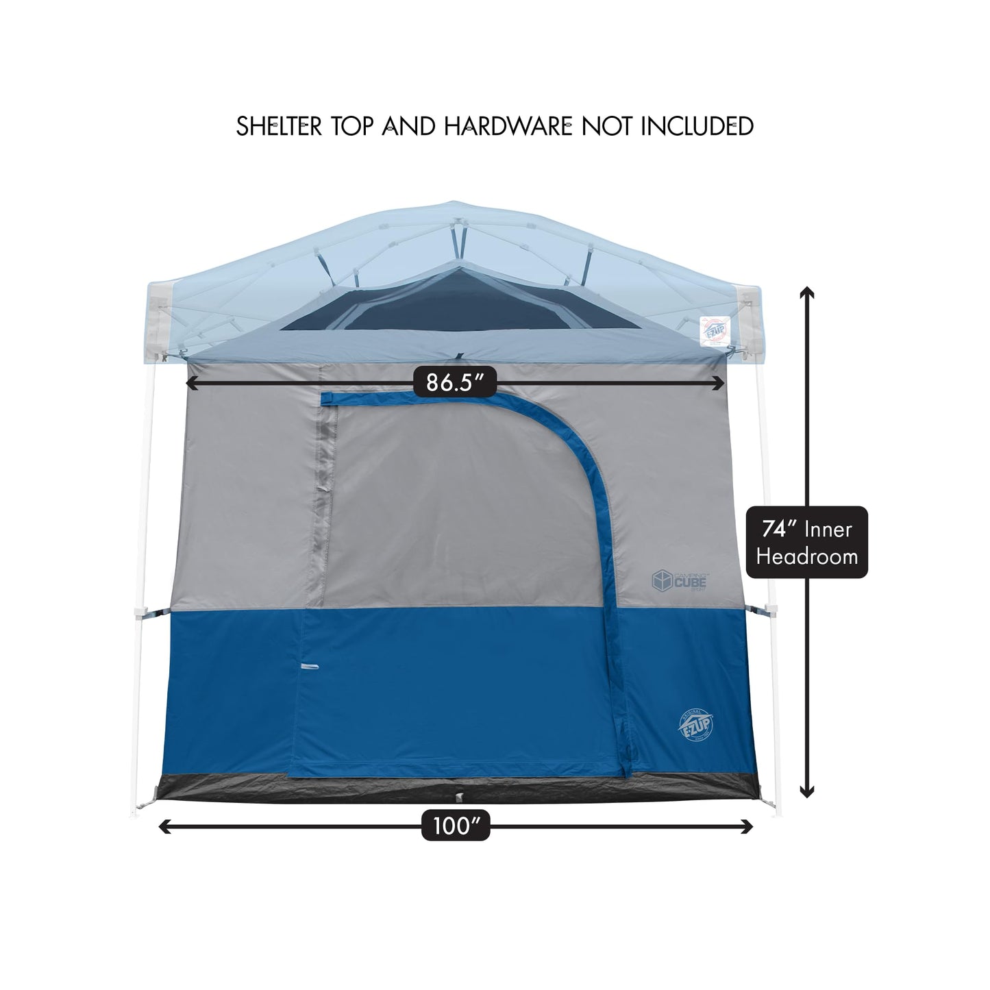 E-Z UP Camping Cube Sport, Converts 10' Angled Leg Canopy into Camping Tent, Royal Blue (Canopy/SHELTER/Poles NOT Included)