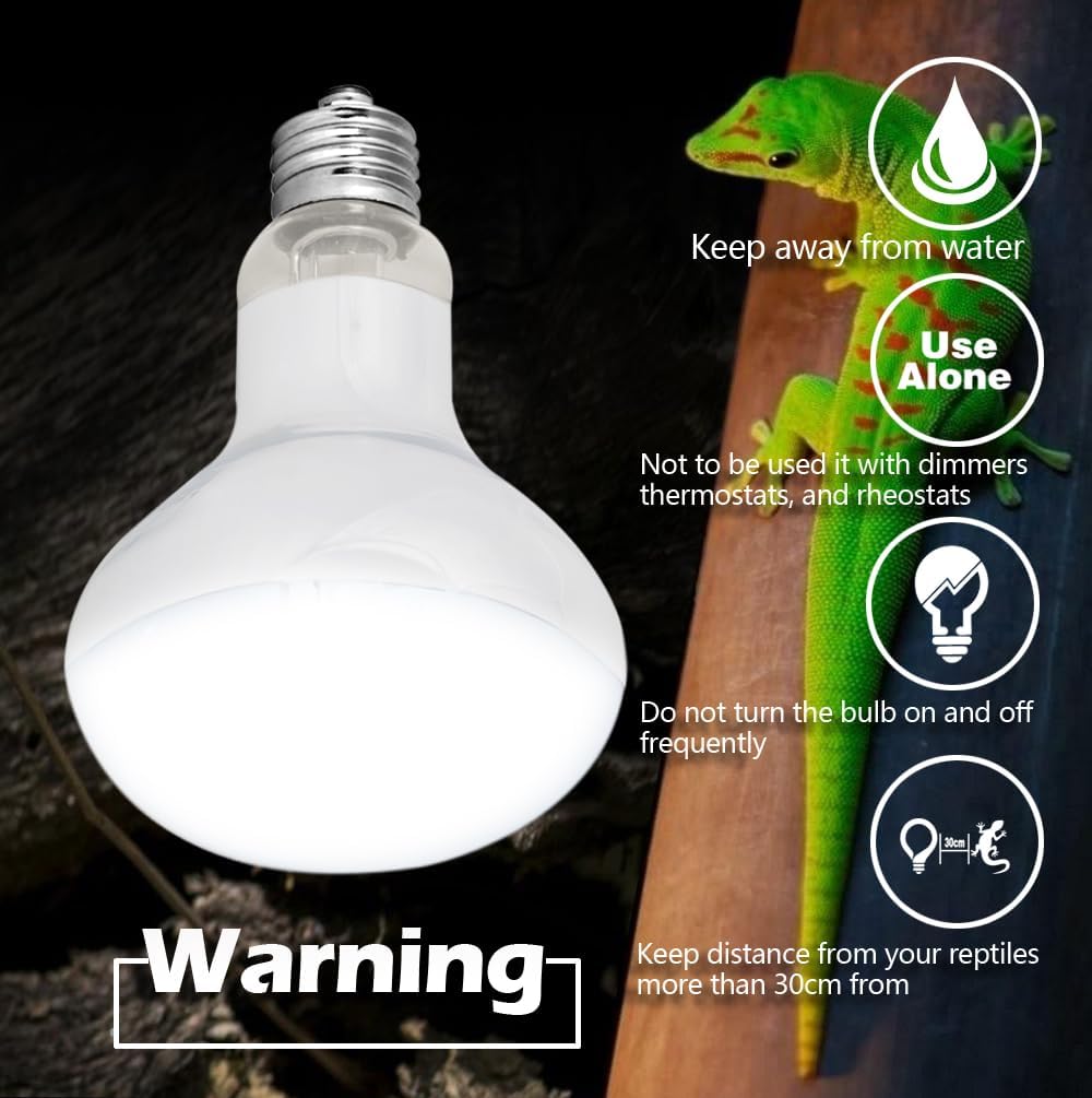 waazoorep Reptile Heat Lamp Bulbs 100W 2 Pack,Day and Night Infrared Basking Spot Heating Light Combo,UVA Heat Lamp Bulb for Reptile and Amphibians,Bearded Dragon, Lizard, Turtle