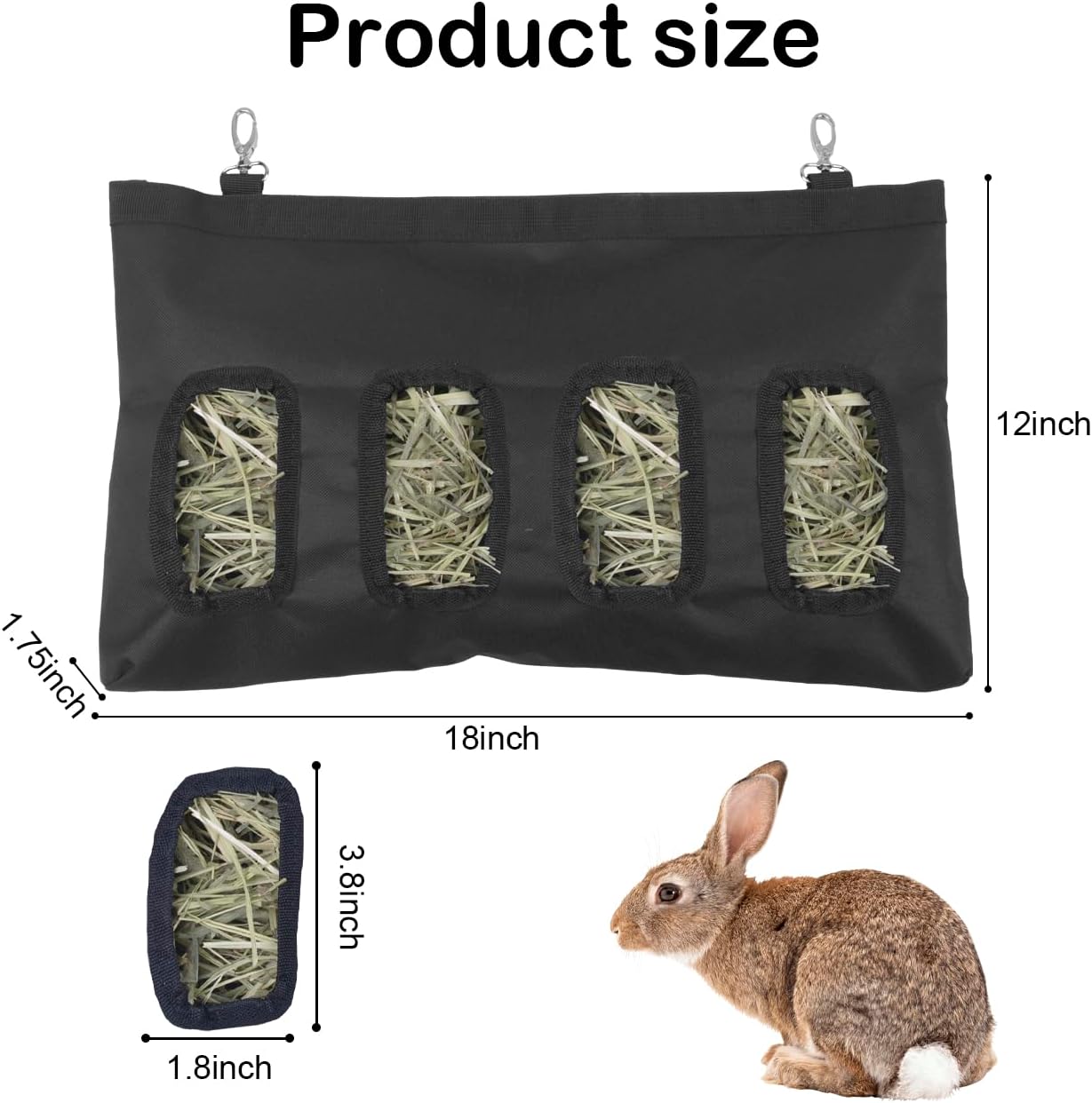 TSGYRT Small Animal Feeder - 18in X11in Rabbit & Guinea Pig Hay Feeder Bag - 600D Oxford Cloth Fabric (Black)