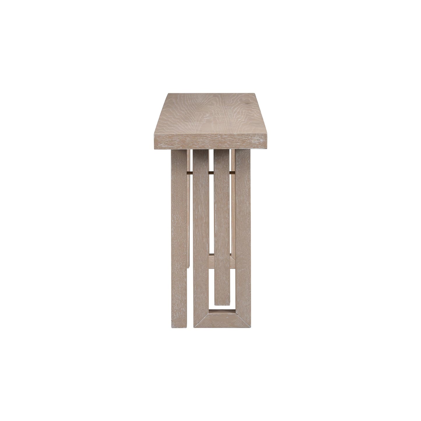 Merax Farmhouse Uniquely Designed Oak Veneer Console Table with Distinctive Side Shapes for Entryway, Hallway, Living Room, Foyer, Natural