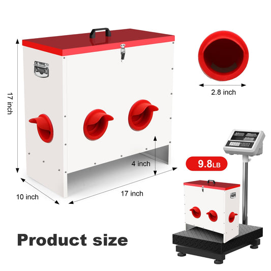 Qdreclod Professional Automatic Chicken Feeder (50LB) - 6 Port Metal Chicken Feeder，Large Capacity Automatic Poultry Feeder System, No Waste Poultry Feeder with Locking Lid for Chickens, Ducks&Poultry