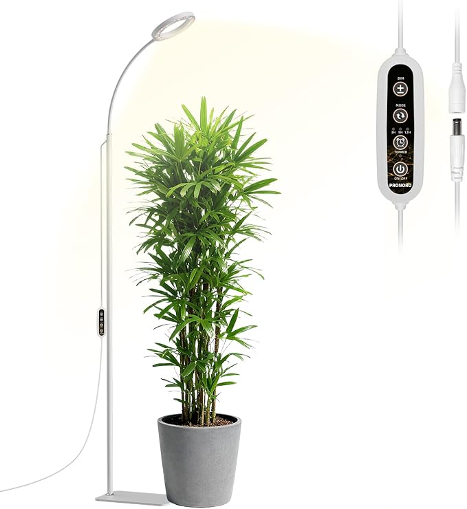 PRONORO Grow Light for Indoor Plants,Full Spectrum LED Grow Light,Standing Grow Light for Large Plants,Auto ON/Off Timer,6 Dimmable Levels,3 Spectrum Lighting Modes,Height Adjustable,20W